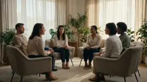 קבוצת מטפלים מתרגלת סימולציה קלינית בכיתת הכשרה מקצועית